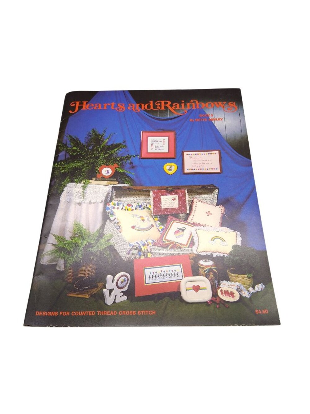 Vintage Cross Stitch Patterns, Hearts and Rainbows by Bette Ashley Designs Book